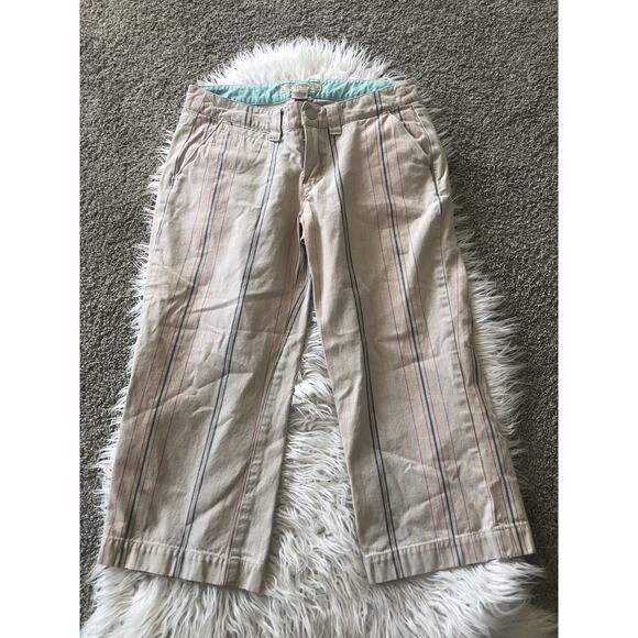 Vintage Fossil Jean Stripe Capri Size 2. Y2K. Flap Pockets Rear. PP - Picture 1 of 8
